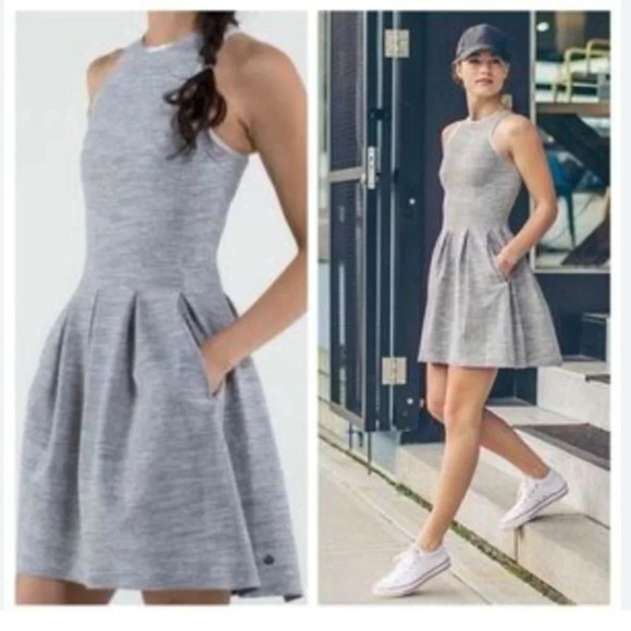 RARE LULULEMON Here  To There High Neck Heathered Gray Tennis Dress Size 2 - Picture 1 of 12